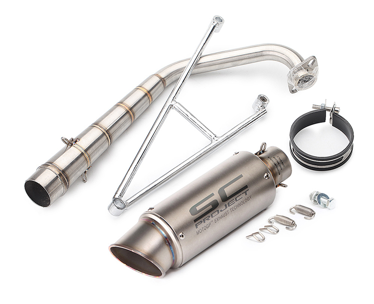 Sửa đổi xe máy Yamaha 100cc mặt trước phân khúc Fuxi RSZ100 tách thẳng qua ống xả SC phổ thông - Ống xả xe máy bô xe máy độ