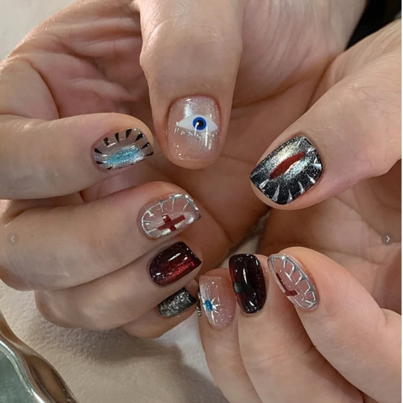 【Muxi】Purely Handmade Wearable Nail Tips, Personalized Cat Eye Evil Eye Nail Stickers, Fake Nails 【Muxi】Purely Handmade Wearable Nail Tips, Personalized Cat Eye Evil Eye Nail Stickers, Fake Nails