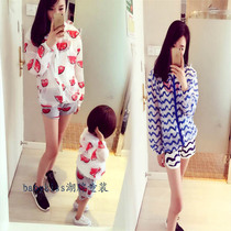 Childrens sun protection clothing summer Q4 Korean boys clothing baby girl watermelon wave sun protection clothing jacket mother-child and mother-daughter clothing