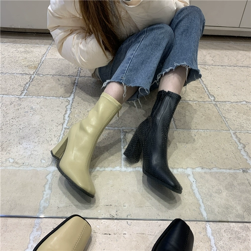 Martens, осенние профессиональные элегантные короткие сапоги с квадратным носком на каблуке, подходят для весны и осени, коллекция 2022