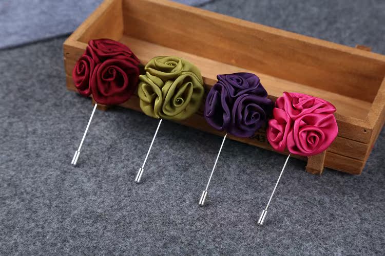 Mới thủ công châu Âu và Mỹ vải trâm ba trong một hoa hồng cổ áo hoa nam phù hợp với áo sơ mi chèn trâm cài - Trâm cài huy hiệu cài áo