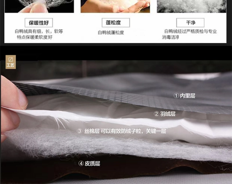 Da xuống áo khoác nam quần áo mùa đông trung niên Da nam lông chồn cổ áo da áo khoác da áo khoác da