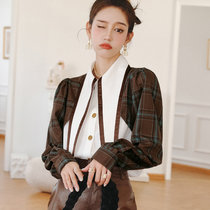 Temperament Small Crowdshirt Spring New Gge Spike Collar Long Sleeve Single Row Button Design Sensation Shirt Woman Loose