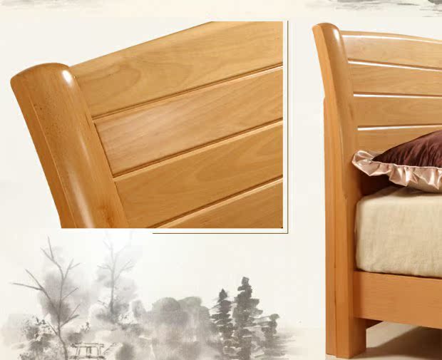 Giường gỗ sồi nhập khẩu 1,5 giường đôi 1,8 m toàn bộ giường gỗ nguyên khối tối giản hiện đại - Giường những mẫu giường đẹp