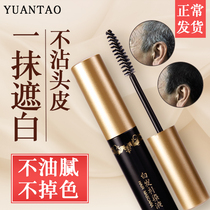 Long-lasting disposable hair dyeing pen stick mascara brush plant application coloring agent cream disposable cover white hair to black hair artifact