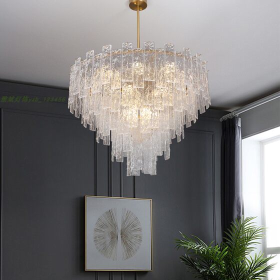 Light luxury glass chandelier, artistic style fashionable bedroom lamp