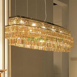 Light Luxury K9 Crystal Chandelier, Post-Modern Rectangular Living Room Lamp, Nordic Simple Villa Dining Room Bar Counter Wine Cabinet Lamp