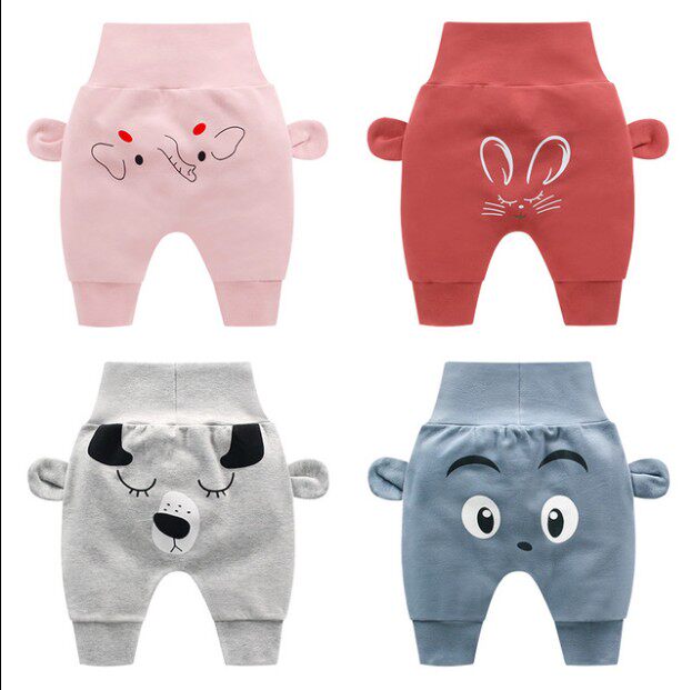 2021 baby pants spring and autumn new boys and girls big pp pants baby high waist belly pants children's casual trousers tide