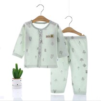 Baby cotton underwear set Baby long sleeve split pajamas thin summer childrens air conditioning clothes slub cotton spring