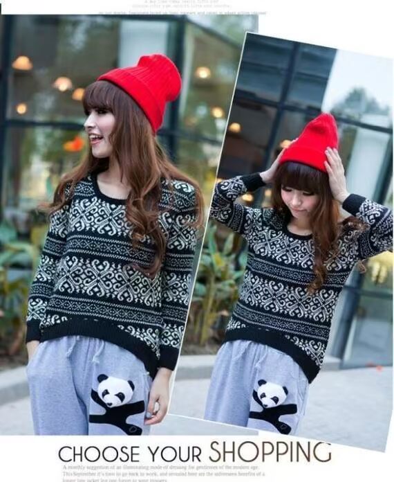 2018 thu đông mới phong cách quốc gia retro jacquard xanh và trắng sứ cổ tròn áo len áo len dệt kim áo len áo len gile