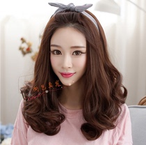 Half-cap wig female No bangs real hair silk pear flower head fluffy face face big wave curly hair no trace hair