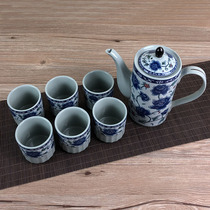 Home tea set blue and white porcelain European teapot single pot retro style large capacity peony simple express tea set