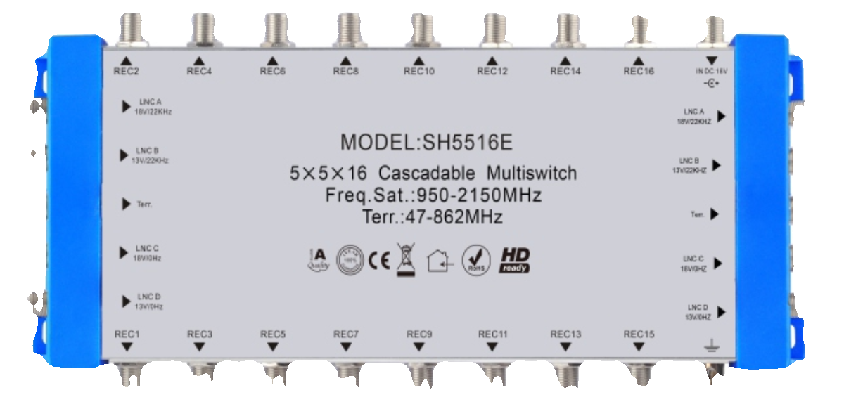 Satellite cascade Multiswitch 5 in 16out TV Signal multi-channel switch Five-Taobao