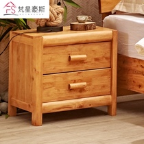  Pure cypress wood log bedside table Solid wood simple light cabinet locker Bedside cabinet small cabinet Bedroom bed and breakfast furniture