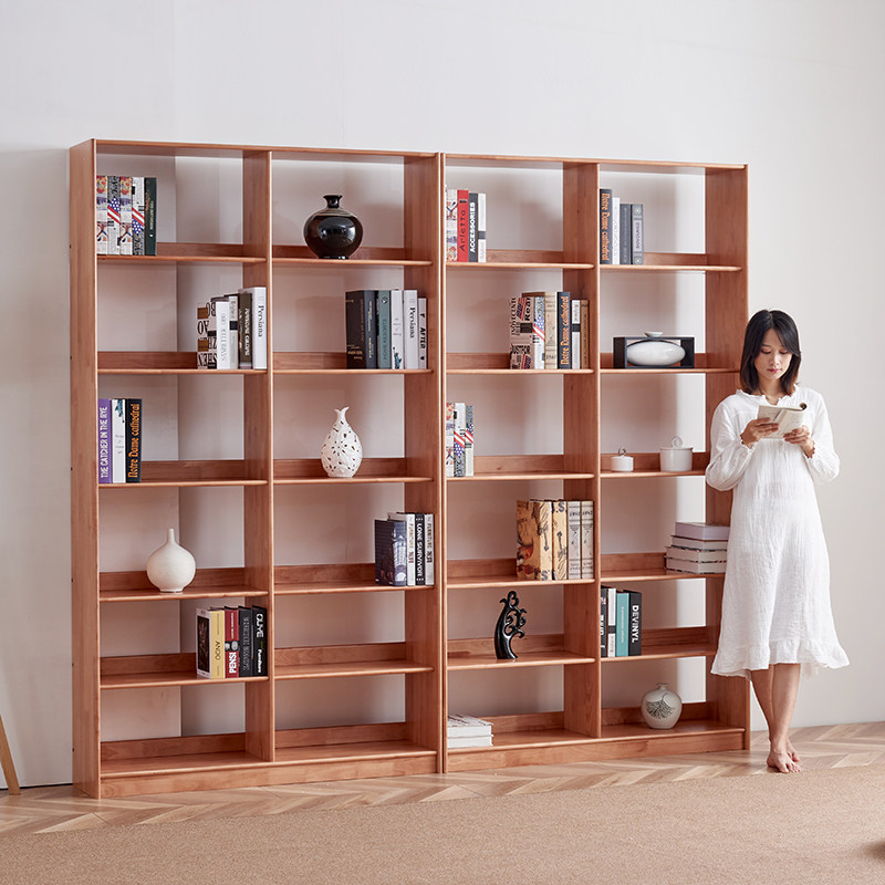 Day-style solid wood bookshelf floor shelve Nordic office partition living room bookcase tea rack storage layer shelf composition