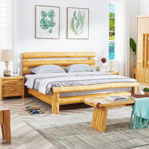 Full solid wood folk sleeping log bed Pure Berwood bed modern minimalist Yoda Garden 1 8 m Double beds 1 5 m Original eco-bed