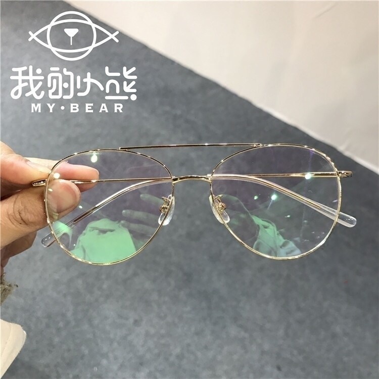 Eye Frames Personality ladies Men's Double-beam Pilot Clams Mirror can be matched with Myopia Comeback Tide Net Red and Han Fan