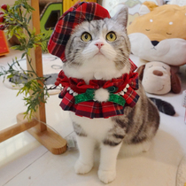 Cat Christmas hat scarf pet New Year dress British short American short cat collar headdress cute photo props