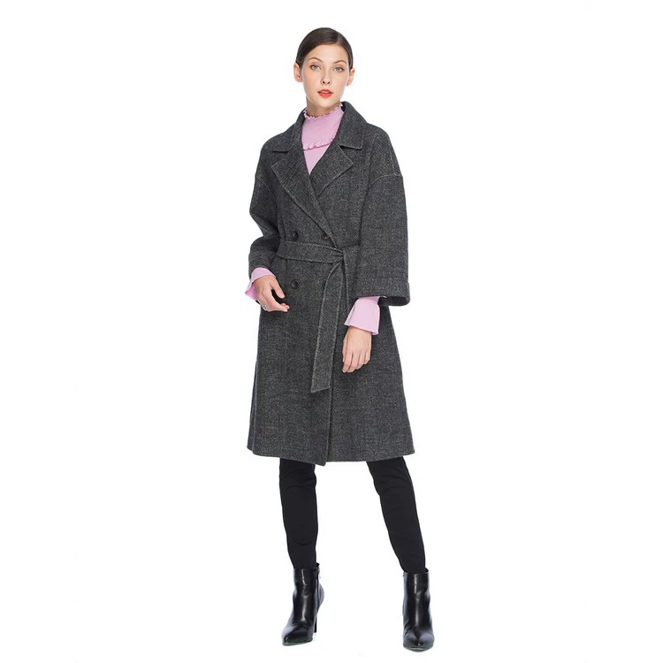 Eve Xinyue Tmall Women Winter Mới Ren Thắt lưng Eo Lapel Twill Áo len dài