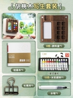 Комплект, пигментированная коробка, книга с картинками, ручка на водной основе, 8 ячеек, 12 цветов