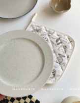 moodboard Nordic sesame glaze flat plate breakfast dessert small white plate household round ceramic Western tableware