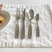 moodboard shiny knife fork spoon butter jam spatula texture heavy stainless steel steak knife Western food