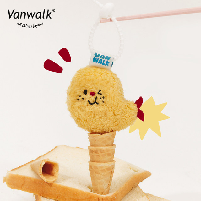 VANWALK summer afternoon tea homemade bear ice cream cup plush pendant cute key gift pendant ຂອງຂວັນວັນເກີດ