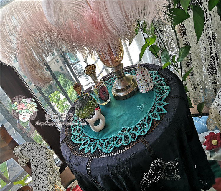 Foreign trade Original single * Bathyorie Hook Wide Side Super Beauty Deep Red Ink Green Pure Cotton Circular Dish Cushion Cover Towels