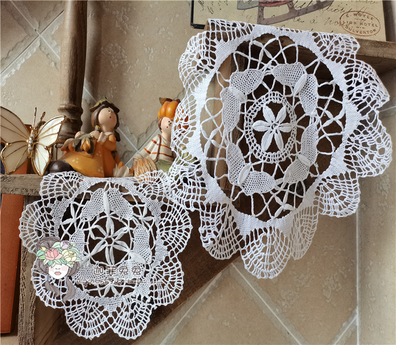 (Exported to Europe * foreign trade inventory) Thin line full work mallet lace vase mat plate mat decorative mat