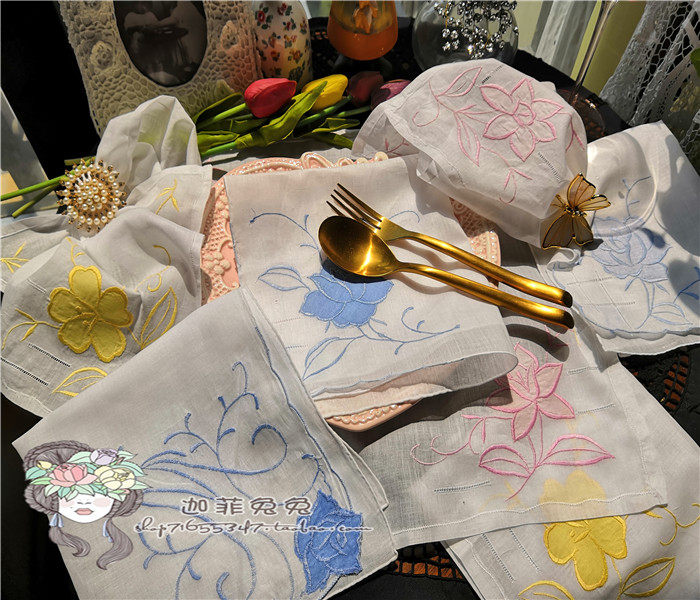 Foreign Trade Outlet Original Single Ex-gratia @ Thin Cotton Colored Florian florist embroidered with small florist handkerchief handkerchief PDIY