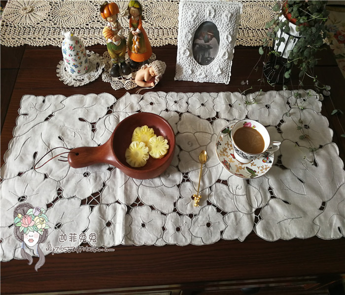 Special Whet Price @ Foreign Trade Outlet European Natural Color Linen Handmade Embroidered Full Work Table Flag Dining Cushion Decoration Cushion