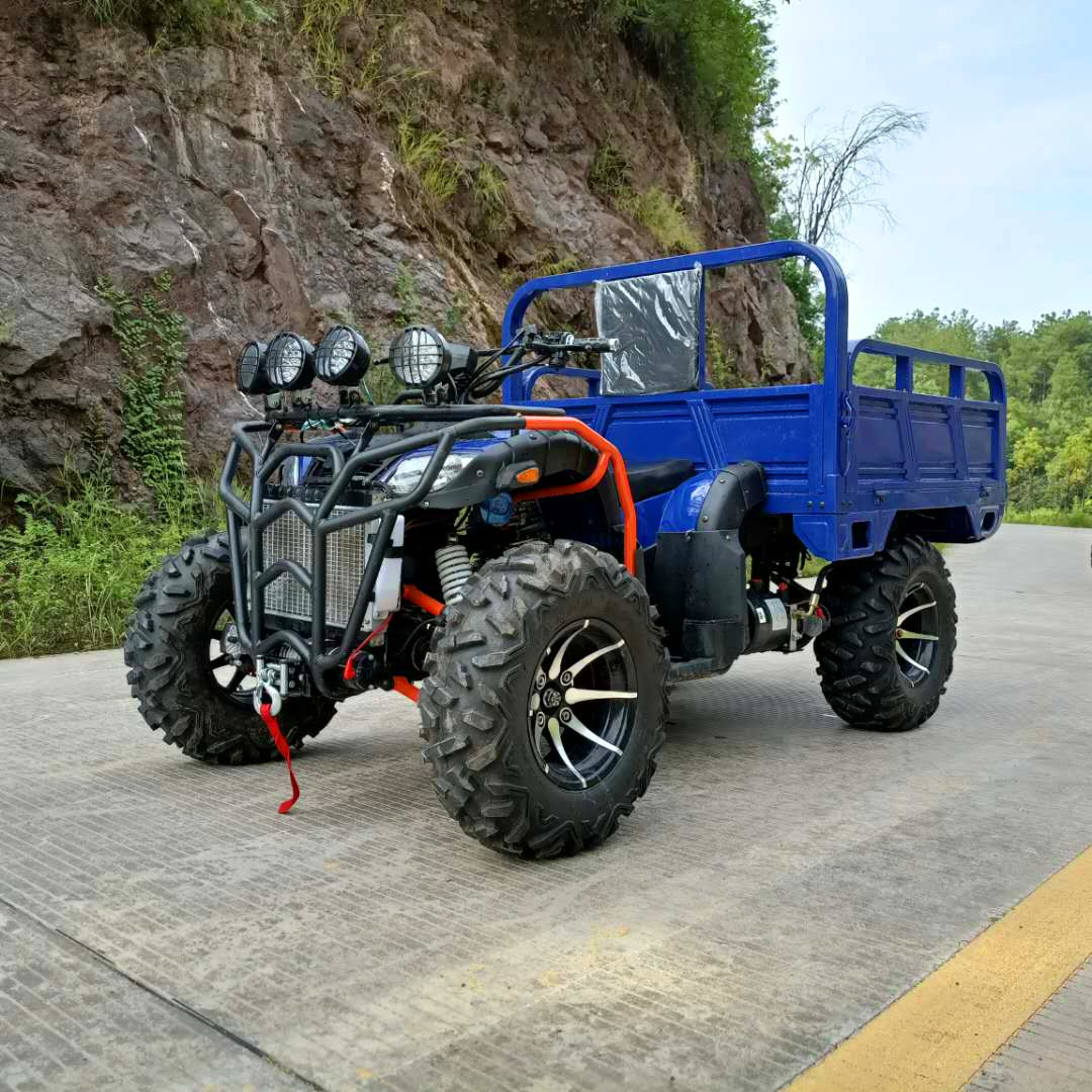 All-terrain full-time 4WD big bull ATV with bucket farmer car quad motorcycle with cargo box farm car