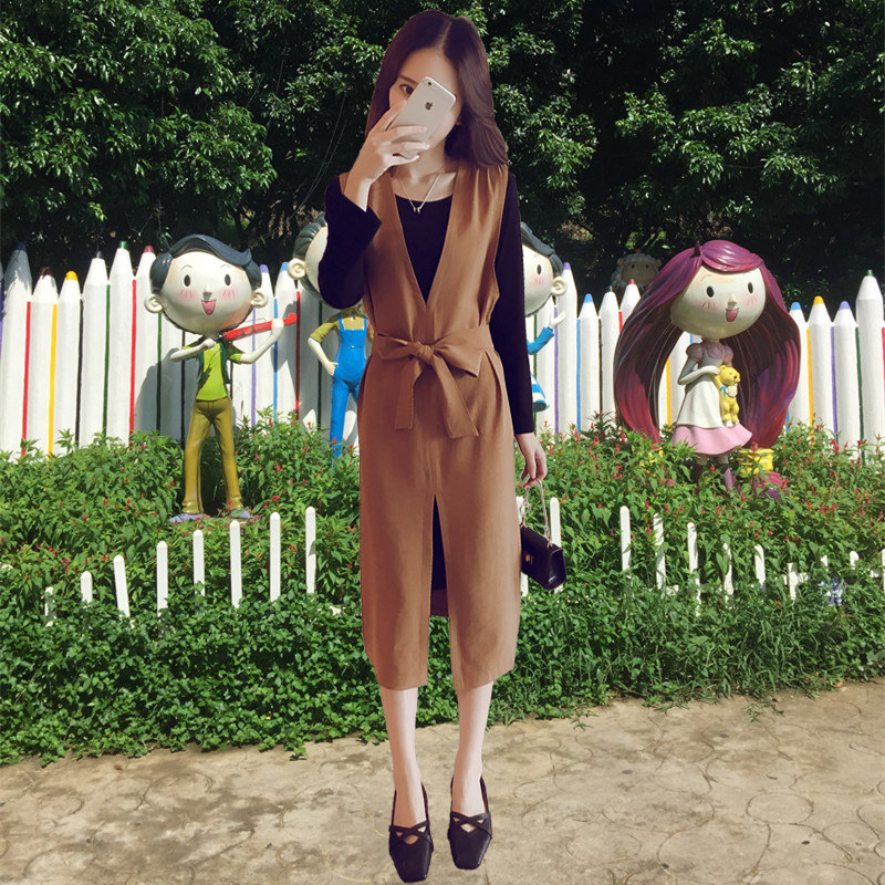 2017秋季新款女装大码长袖连衣裙波西米亚长裙时尚显瘦两件套装潮