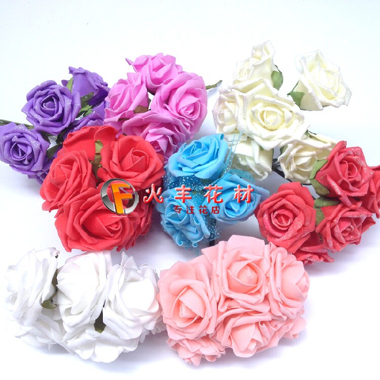 仿真玫瑰花朵 PE泡沫材料假花手工DIY婚庆装饰手捧花球花制作