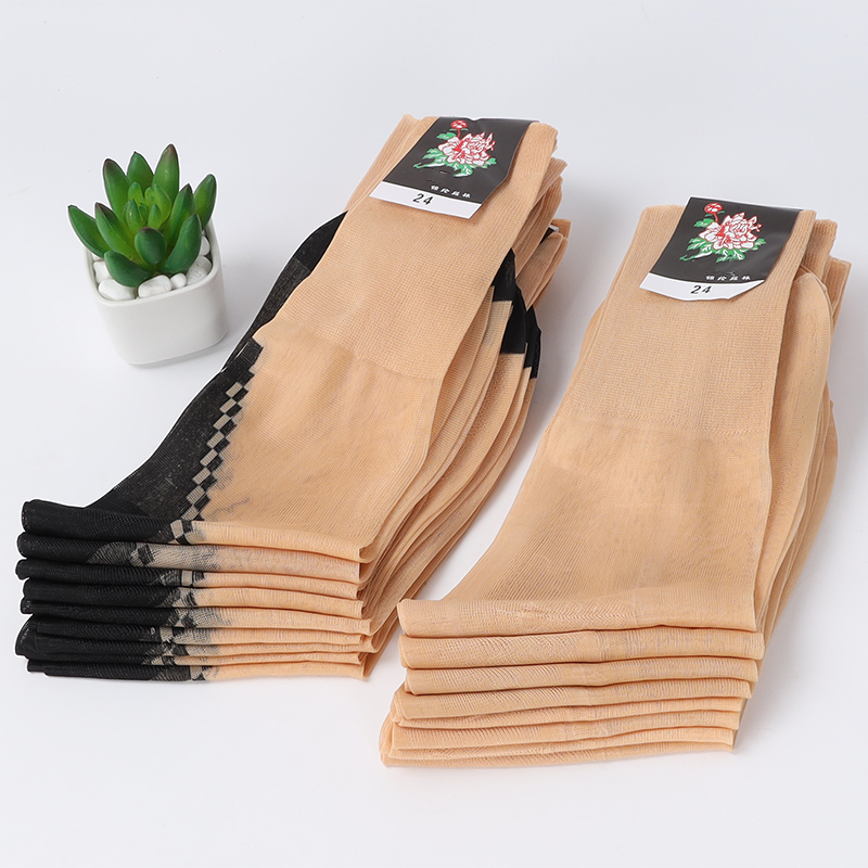Nylon Stockings for Women, Old-Fashioned Kablon Loose-Top Nylon Socks for the Elderly, Shanghai Classic Stockings, Summer Wear-Resistant and Silky Smooth