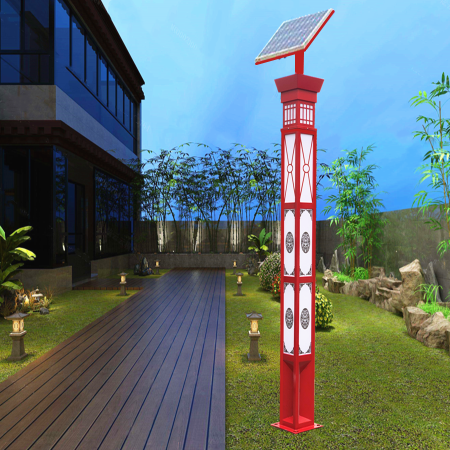 Solar view lamp Outdoor waterproof LED ultra-bright square lamppost courtyard lamp minimalist around square lamp Community street lamp 4 m