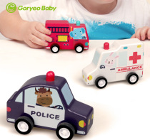 goryeobaby wooden car toys boys and girls baby return car Children police car fire truck ambulance