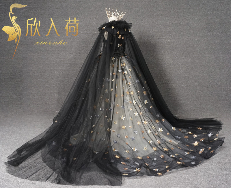Xin chào vào các thiết kế ban đầu Halloween váy cao cấp catwalk trang phục váy đen mẫu mực trẻ em nữ váy cho bé gái 10 tuổi