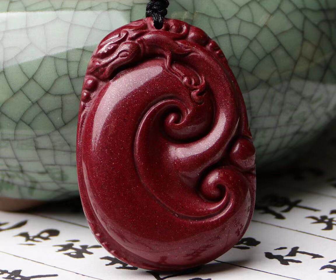 Natural Zhu Sand Purple Gold Sand Auspicious Ruyi Pendant Pendant Original Mine Jewelry men and women's sweater chain-Taobao