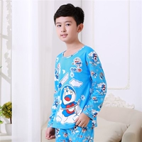 Đồ ngủ trẻ em nam dài tay mỏng phần cotton boy cotton cô gái dịch vụ nhà quần lớn cậu bé béo trẻ con đồ ngủ nam