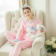 Dây đeo bằng vải nhung san hô mùa đông phiên bản Hàn Quốc có thể được mặc bên ngoài dày flannel mùa thu và mùa đông mẫu phụ nữ phục vụ nhà