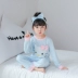 Mùa thu bé gái đồ ngủ cotton dài tay mùa xuân và mùa thu trẻ em công chúa vải cotton trẻ em lớn cha mẹ trẻ em phục vụ nhà