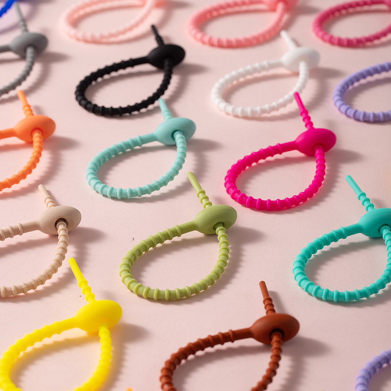 Silicone Key Lanyard Storage Elastic Soft Rope Bag Car Hanging Buckle Strap Accessory Key Ring Bead Pendant