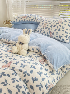 Autumn and Winter Thickened Double-Sided Flannel Bed Sheets Four-Piece Set