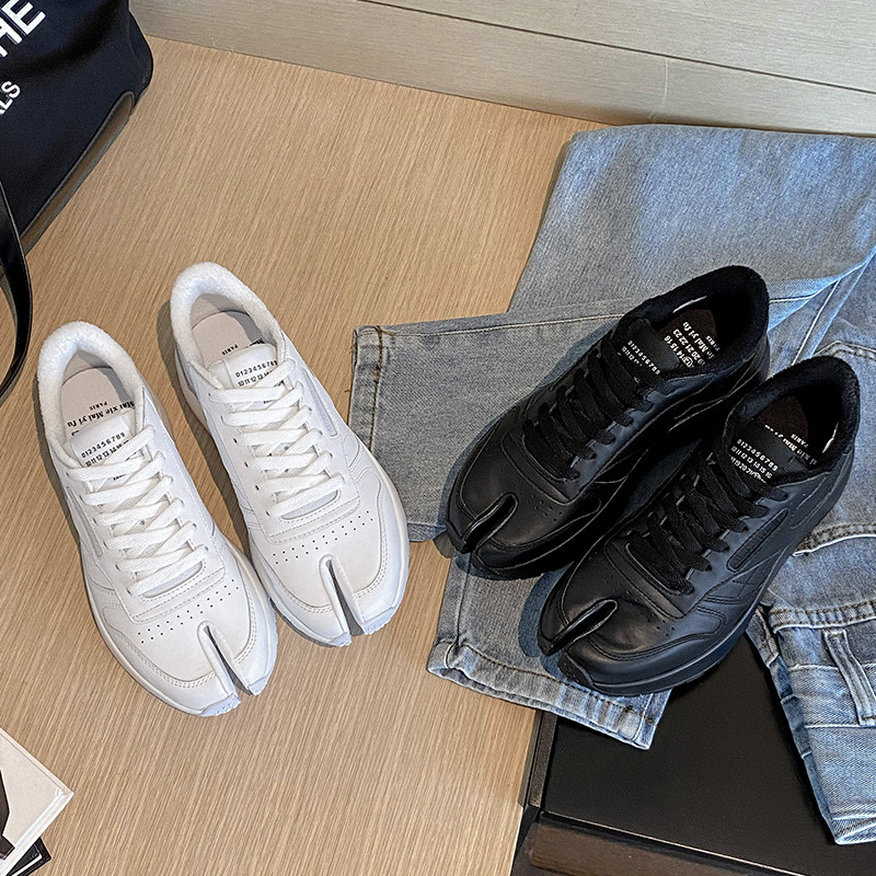 tabi joint ninja toe shoes women ins2021 new lovers sneakers genuine leather casual pig hooves little white shoes