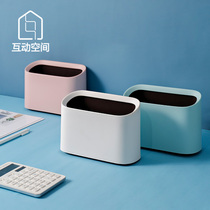 Desktop trash can desk on the living room bedroom bathroom creative cute mini dining table small model storage bucket