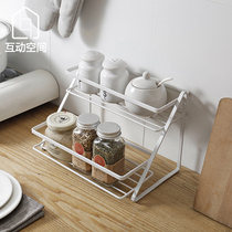 Kitchen iron storage rack multi-layer seasoning bottle dressing rack supplies household floor oil salt sauce vinegar storage box