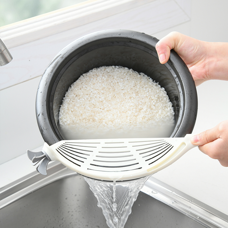 Creative Kitchen Naughty Rice Spoon Home Wash Rice Sieve Naughty Rice Basin Leash Basket Multifunction Sieve Naughty Rice Brush Naughty Rice God