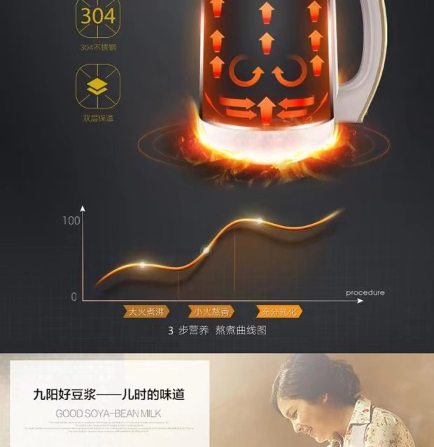 Máy xay sữa đậu nành tự động Joyoung / Jiuyang đa chức năng toàn bộ bằng thép Bộ lọc miễn phí Đặc biệt chính hãng - Sữa đậu nành Maker làm sữa đậu nành bằng máy xay sinh tố