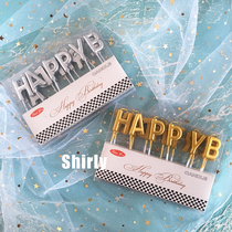 Shirly decorative gold silver letter happy birthday creative romantic Net Red birthday cake candle